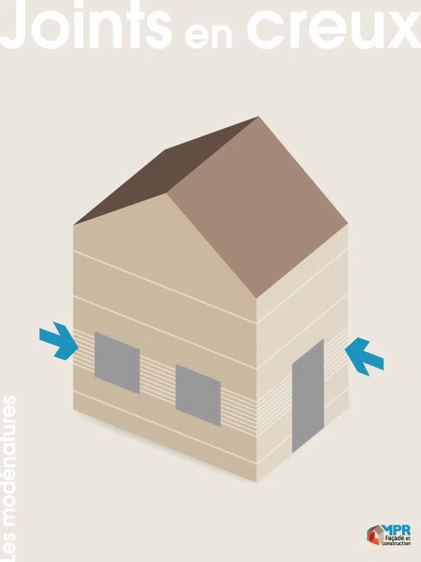 Modénatures architecturale : les joints en creux réalisées en enduit